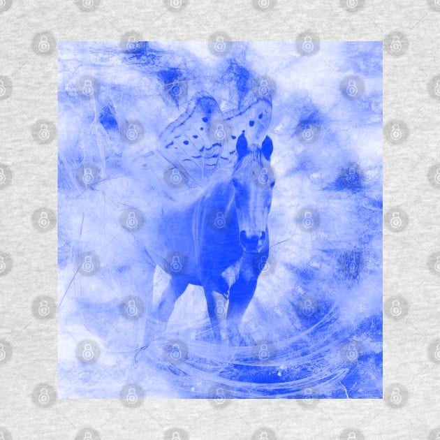 Blue pegasus in mysterious mandala landscape by hereswendy